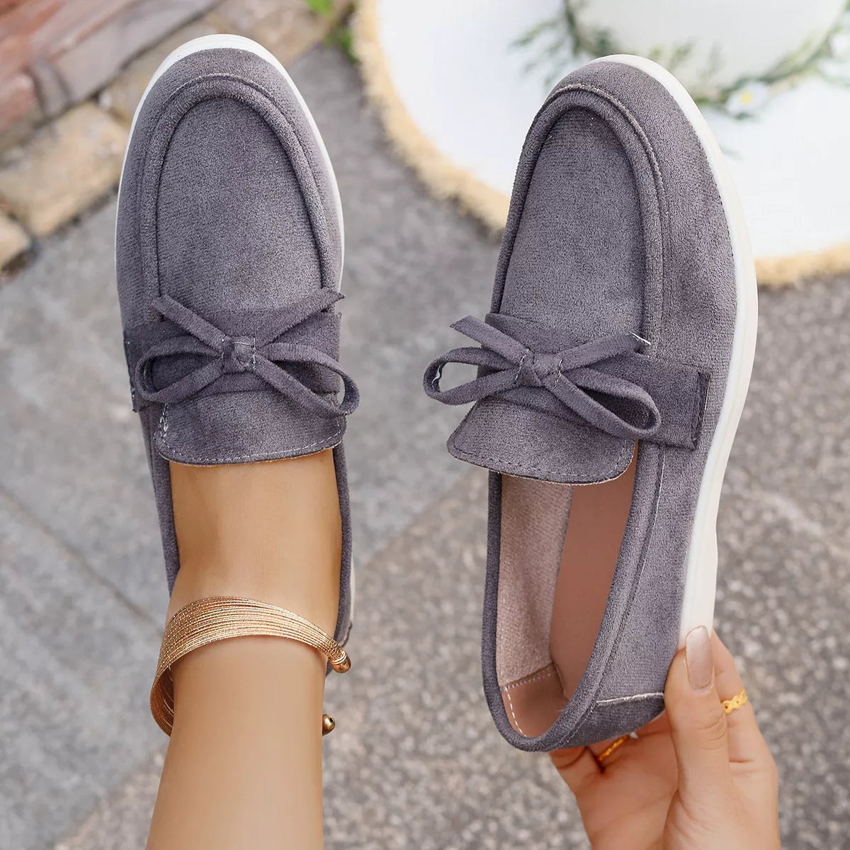 Bow Round Toe Slip-Ons