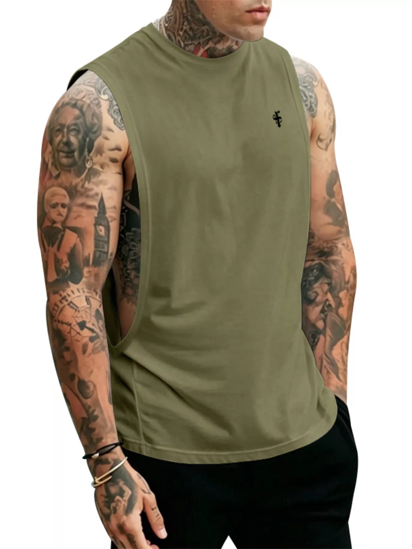 Men's Full Size Round Neck Tank Top Plus Size