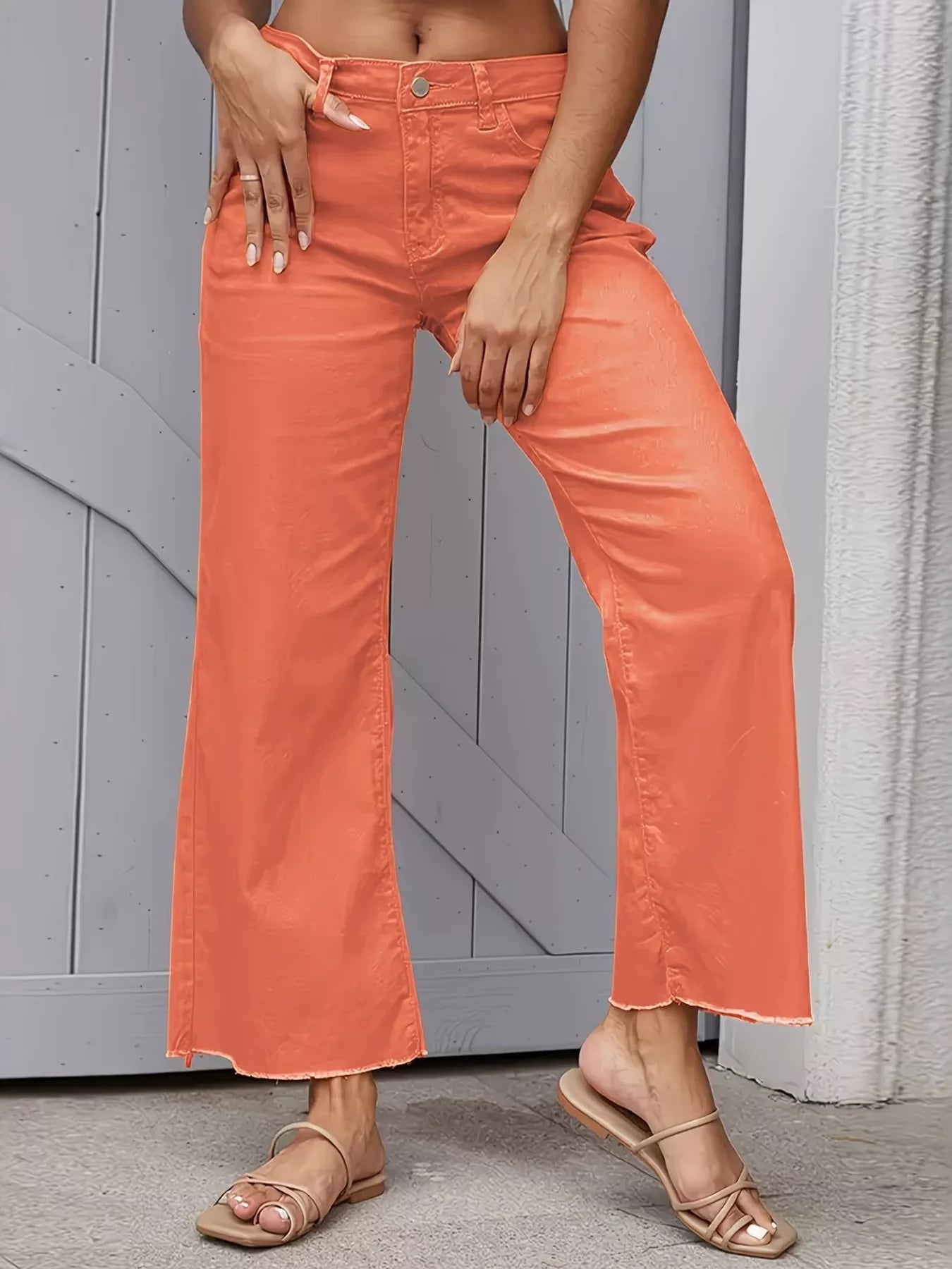 Raw Hem Wide Leg Jeans
