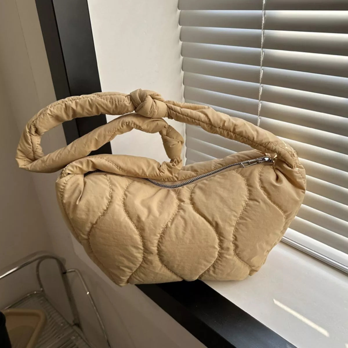 Solid Color Quilted Crossbody Bag