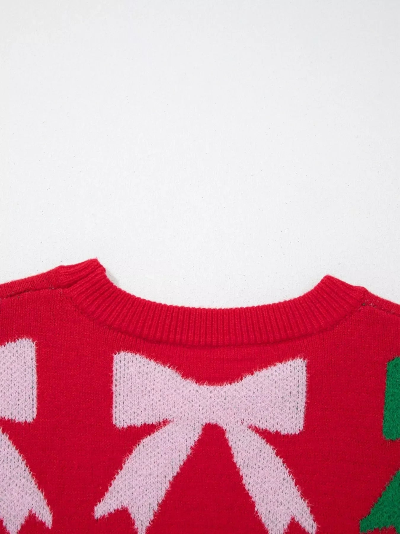 Bow Pearl Embellished Christmas Holiday Sweater
