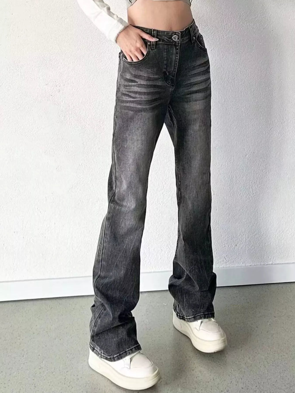 Men's Full Size Vintage Wash High-Waisted Straight Leg Jeans Plus Size