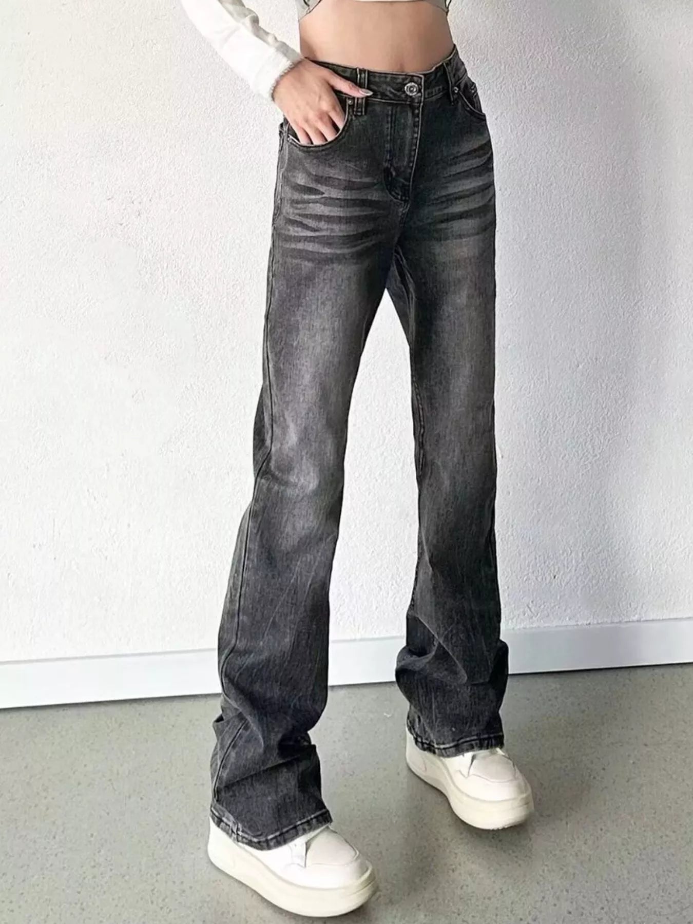 Men's Full Size Vintage Wash High-Waisted Straight Leg Jeans Plus Size