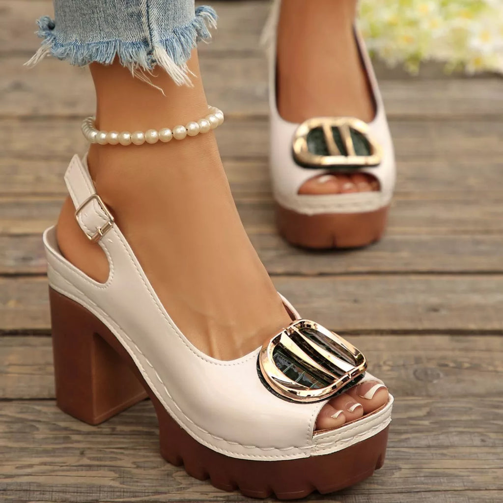 Open Toe Block Heels Sandals