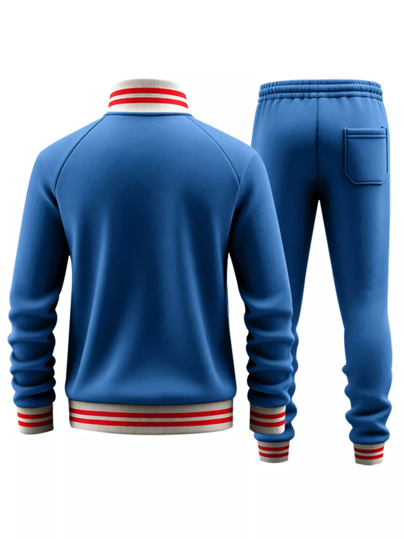 Men's Full Size Striped Zip Up Outerwear and Pants Plus Size