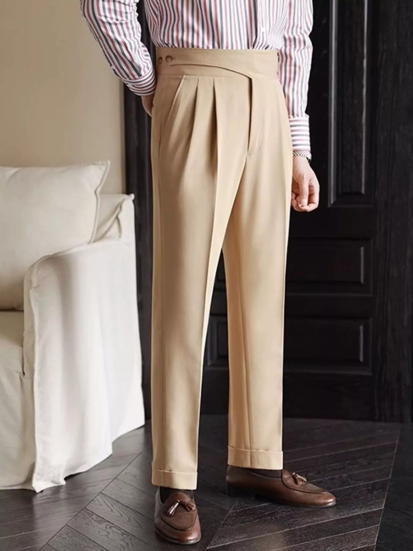 Men's Pleated Wide-Leg Dress Pants