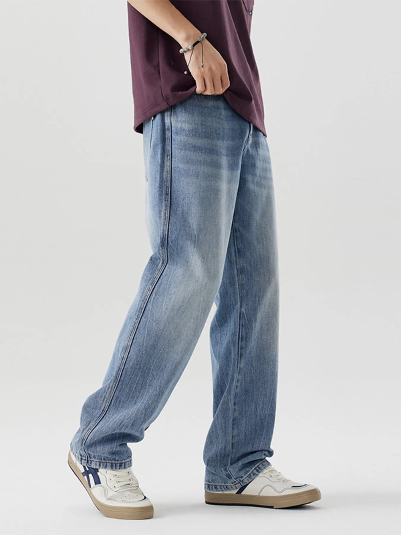 Men's Loose Fit Wash Jeans
