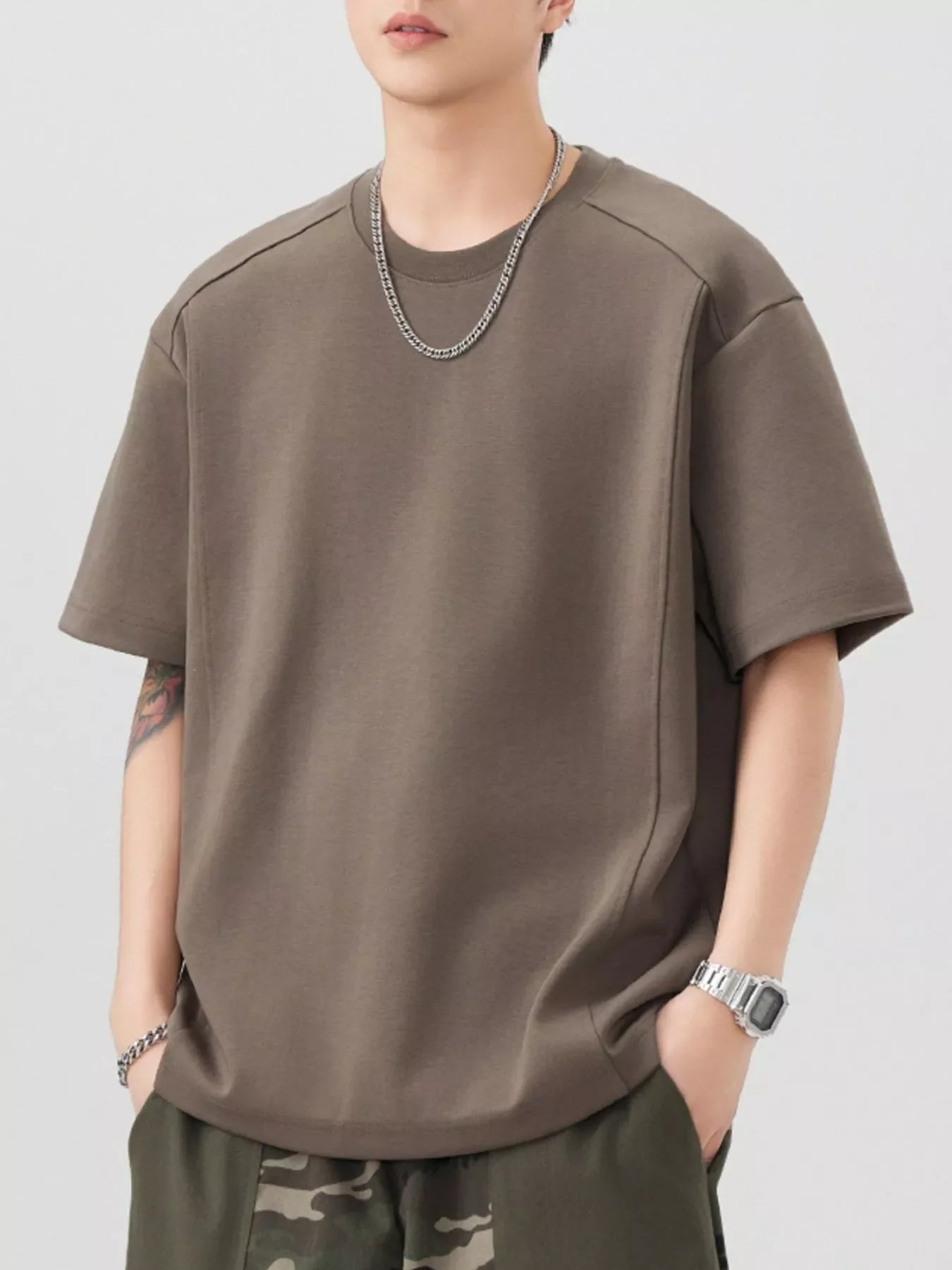 Men's Plus Size Solid Color Casual T-Shirt