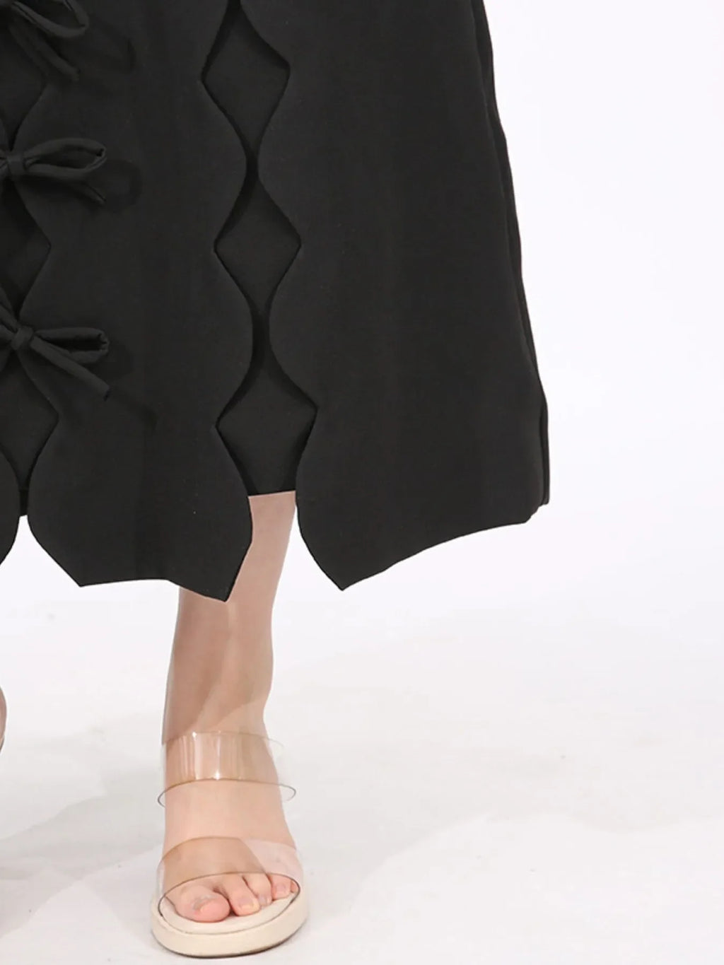 Long Sleeve Bow Front Midi Dress