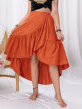 Plus Size Ruffled High-Low Skirt