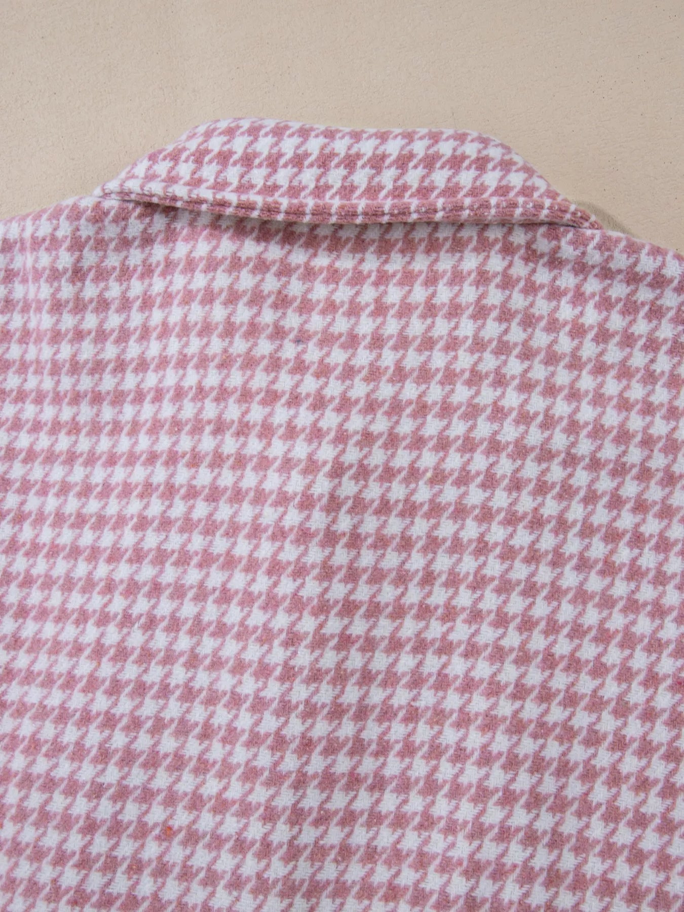 Button Down  Houndstooth Color Block Shacket