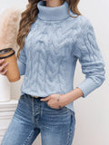 Cable Knit Turtleneck Long Sleeve Sweater