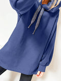 Fleece Lined Adjustable Drawstring Oversize Tunic Hoodie