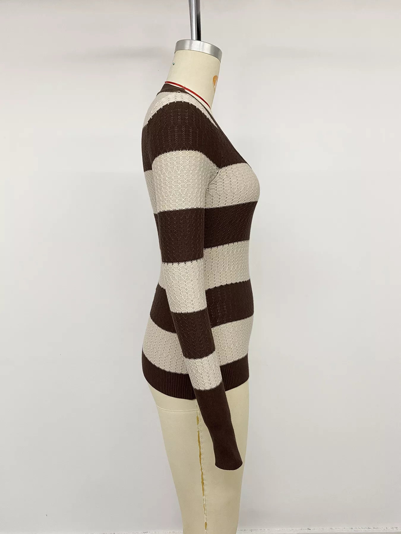 Striped V-Neck Knit Top