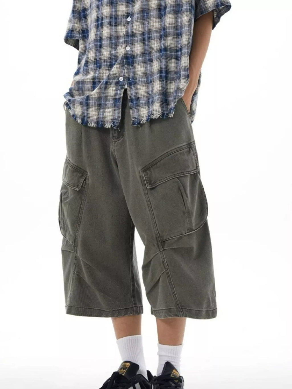 Men's Plus Size Loose-Fit Cargo Capris Pants