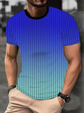 Men's Full Size Gradient Stripe Short Sleeve T-Shirt Plus Size