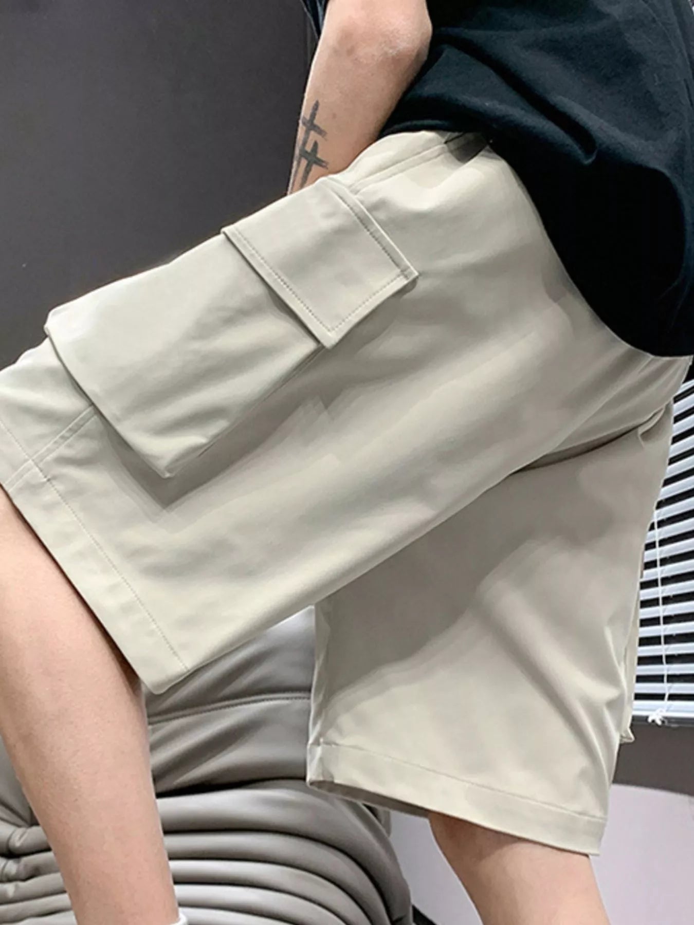 Men's Plus Size Casual Cargo Shorts with Drawstring