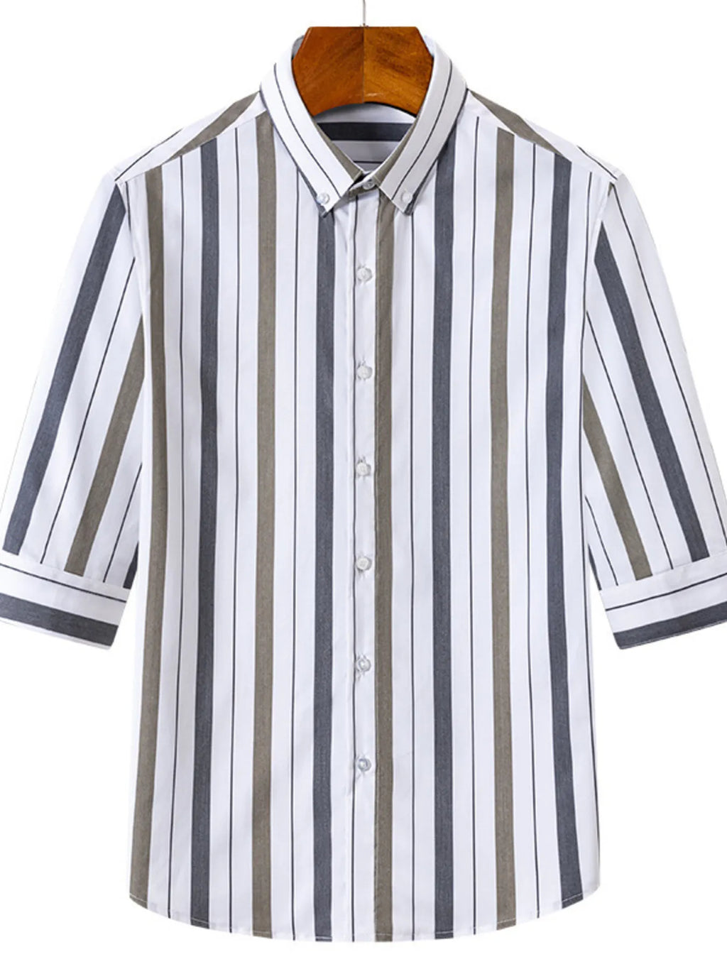 Men's Plus Size Striped Casual Half Sleeve Shirt