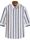 Men's Plus Size Striped Casual Half Sleeve Shirt