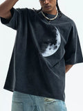 Men's Moon Round Neck Half Sleeve T-Shirt