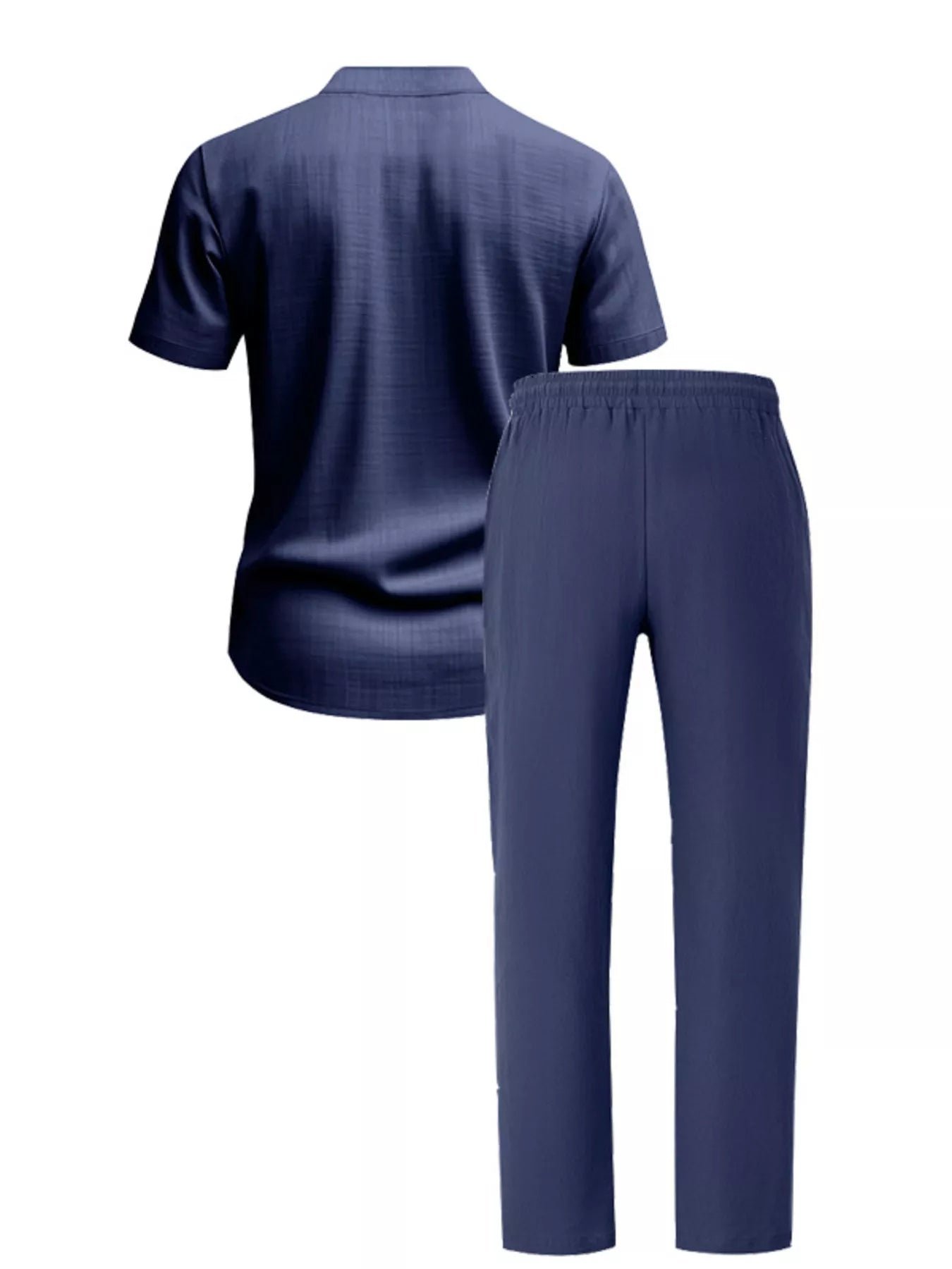 Men's Full Size Casual Button Up Short Sleeve Shirt and Pants Set Plus Size