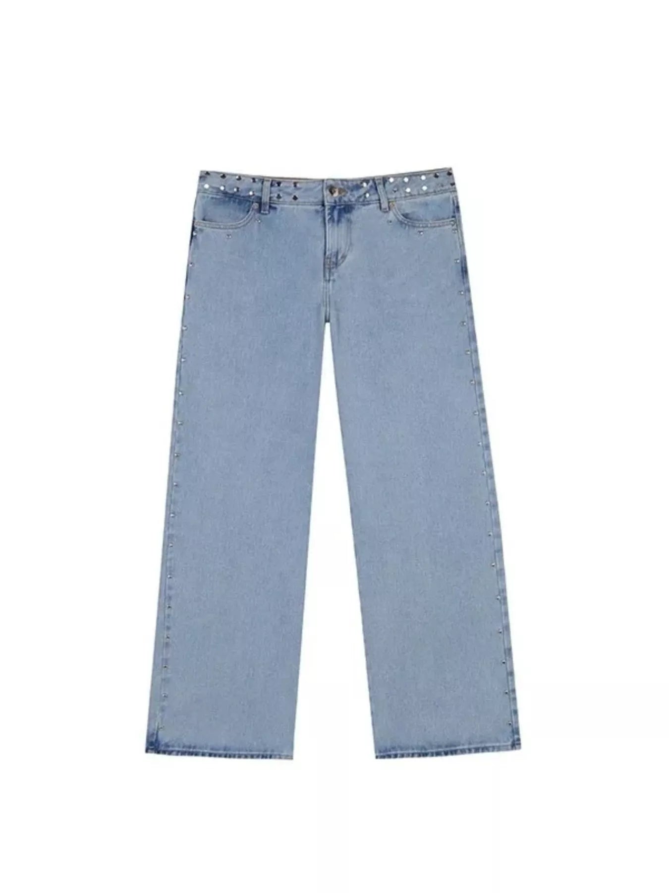 Leopard Star Patches Wide Leg Jeans