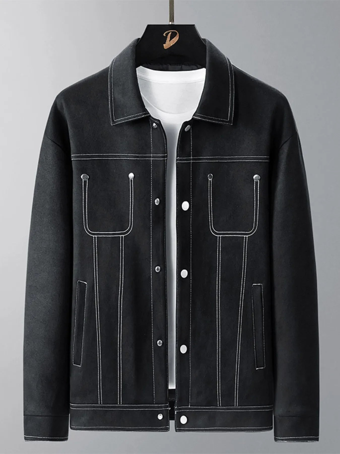 Men's Plus Size Snap Down Long Sleeve Jacket
