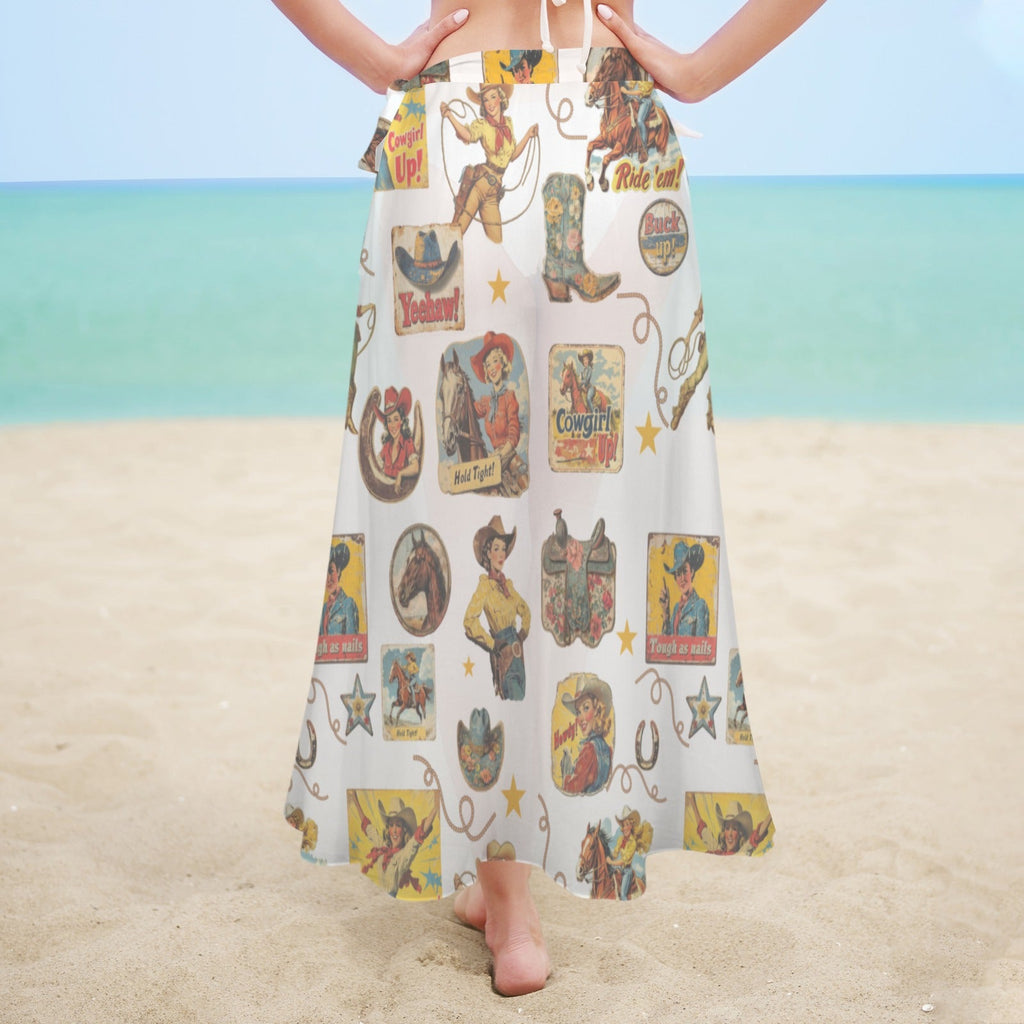 Baha Ranch Vintage Cowgirl Collage Beach Coverup Skirt