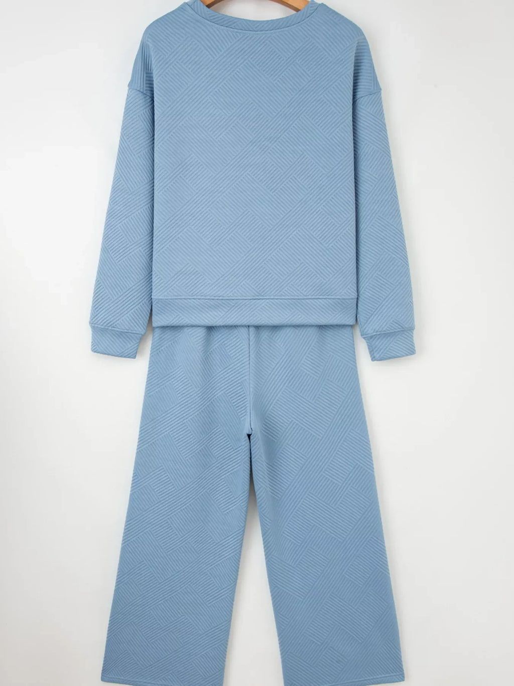 Loose Textured Top and Pants 2pcs Outfit Set