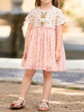 Children's Floral Bunny Applique Tulle Dress