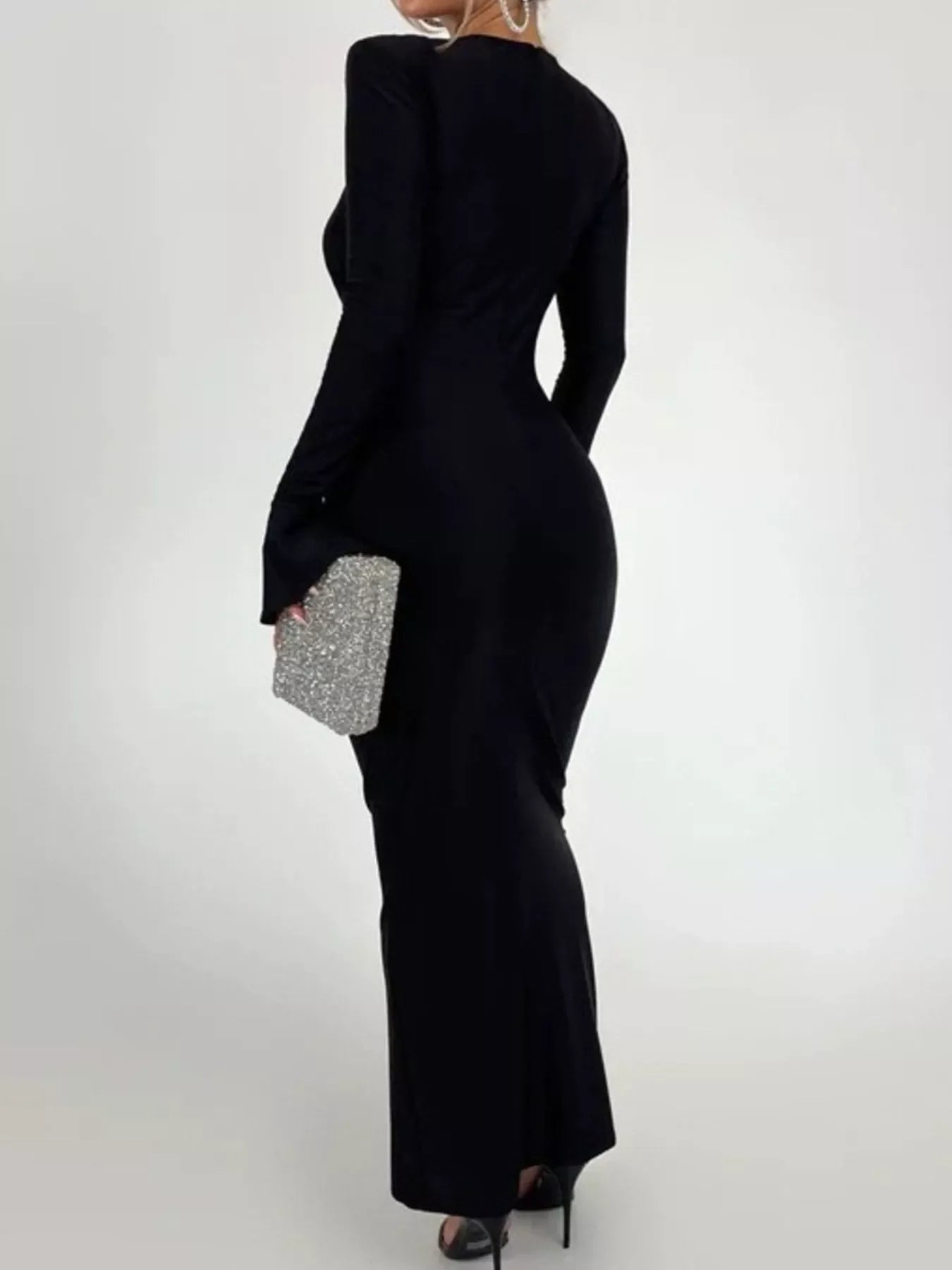 Ruched Long Sleeve Bodycon Maxi Dress