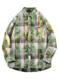 Men's Full Size Plaid Print Long Sleeve Shirt Plus Size