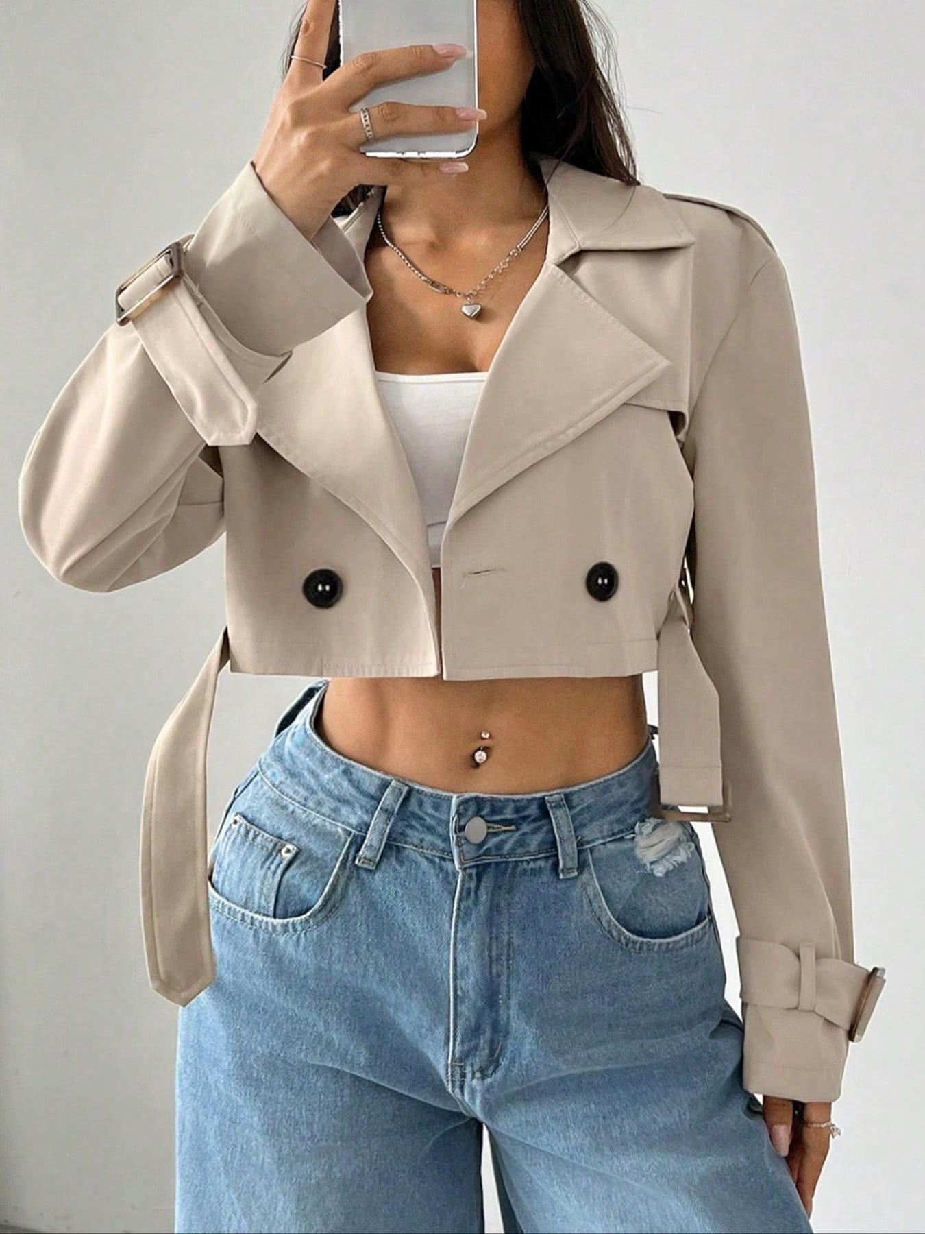 Double-Breasted Cropped Outerwear