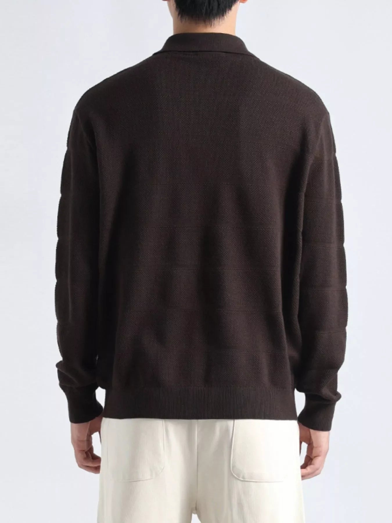 Men's Plus Size Button Detail Long Sleeve Knit Top