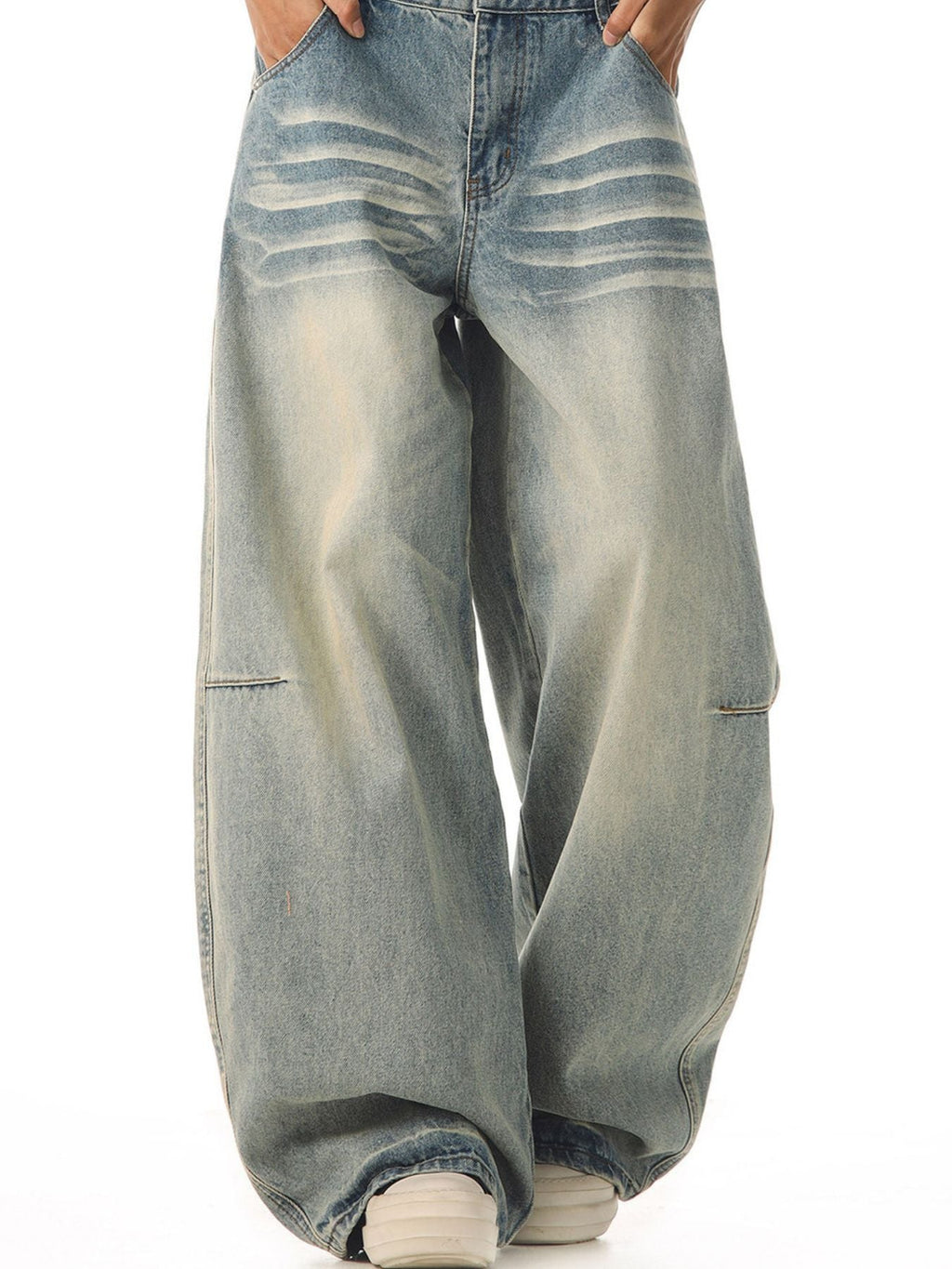 Men's Full Size Vintage Wash Wide Leg Jeans Plus Size