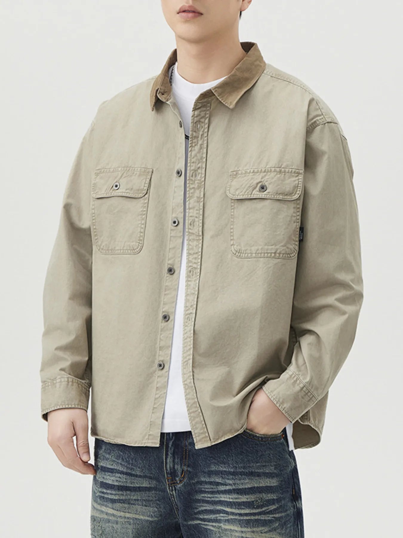 Men's Plus Size Button Up Long Sleeve Shirt