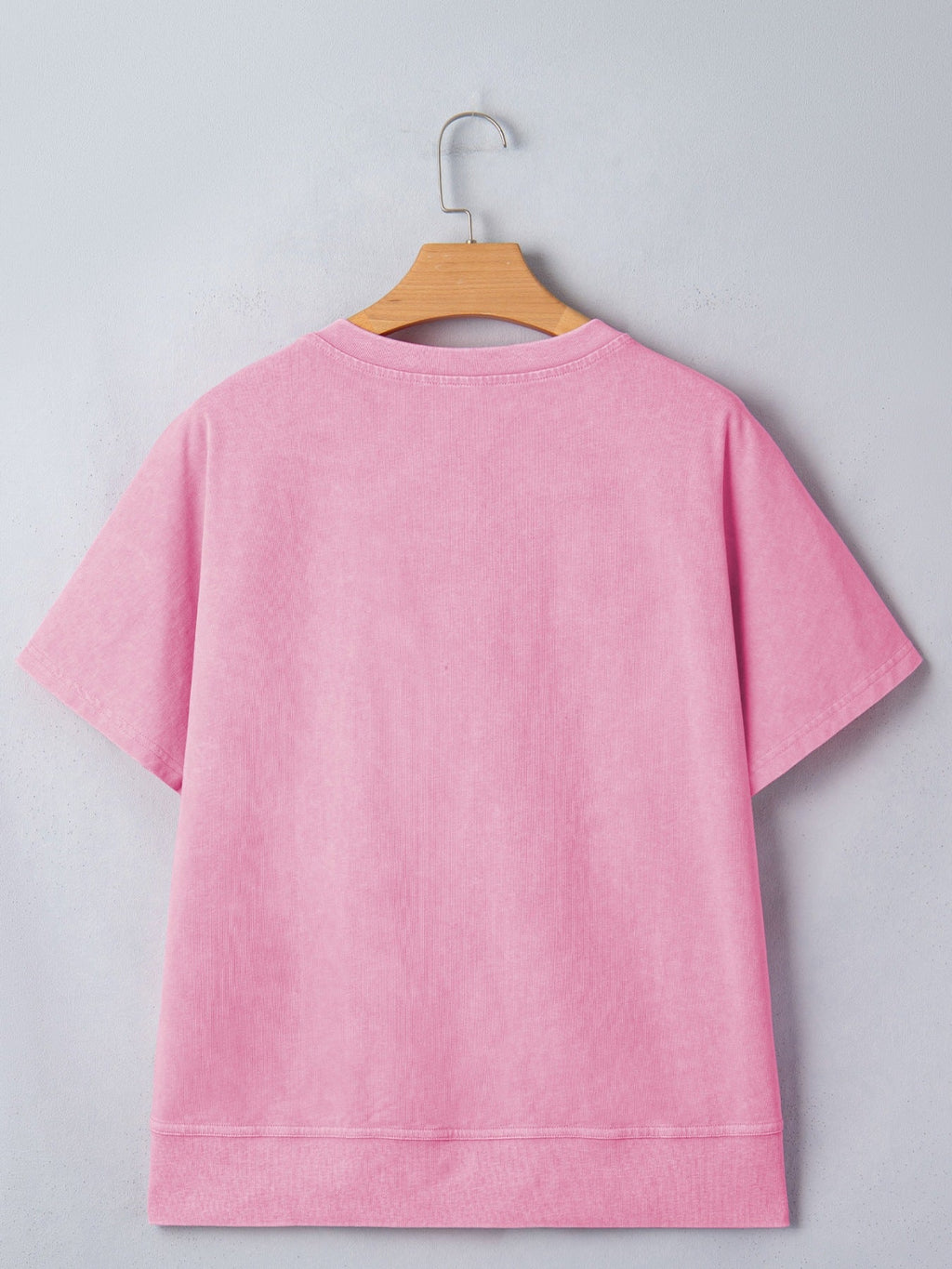 Raw Cut Notched Neck Lace Patchwork Detail Mineral Wash Tee