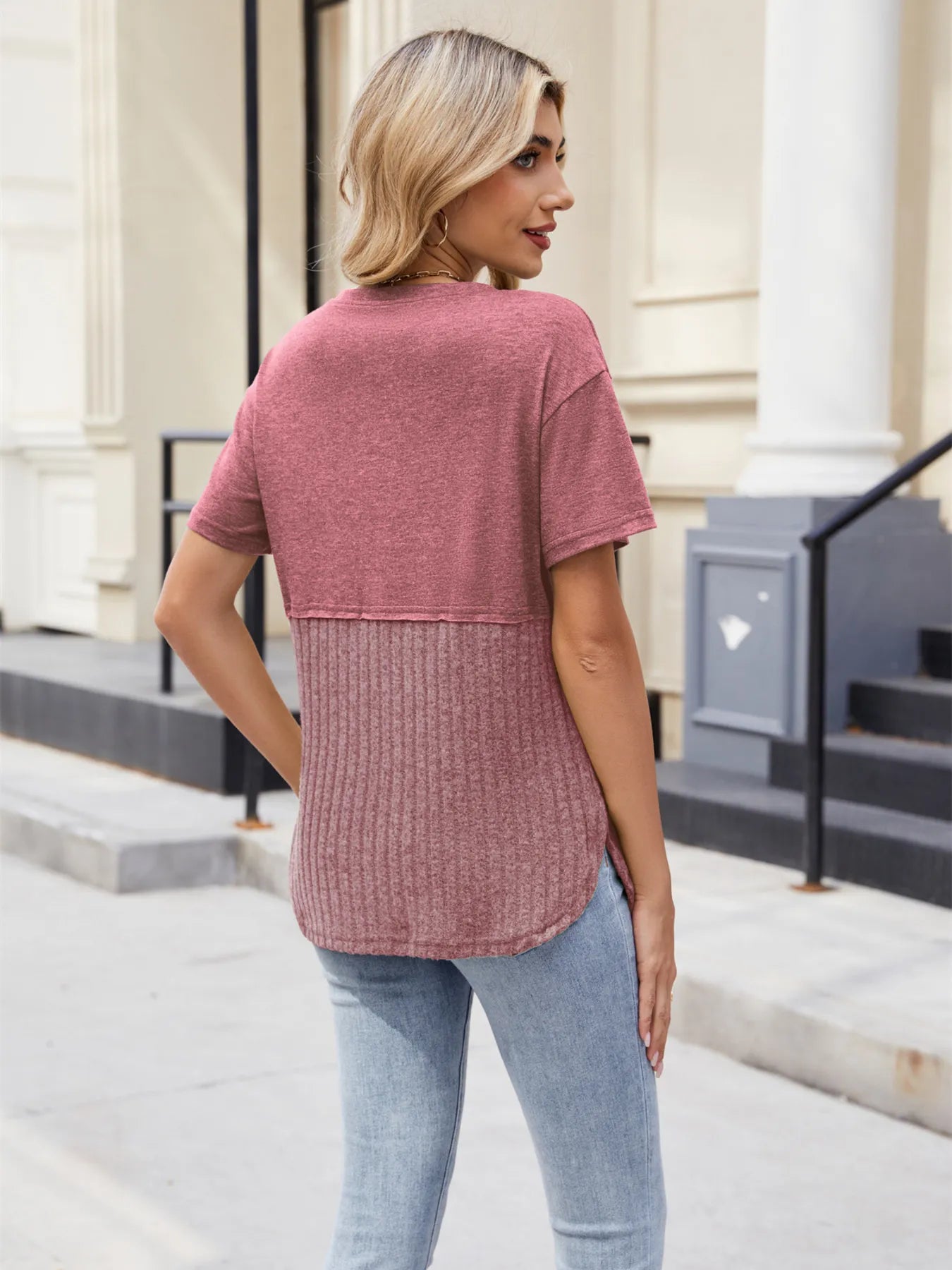 Two-Tone Short Sleeve Top