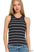 Zenana Striped Round Neck Tank Top