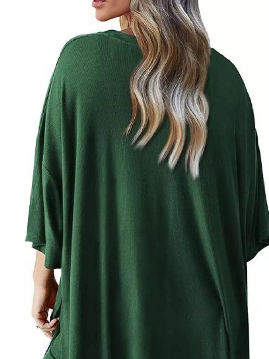 Slit Round Neck Top and Pants Set