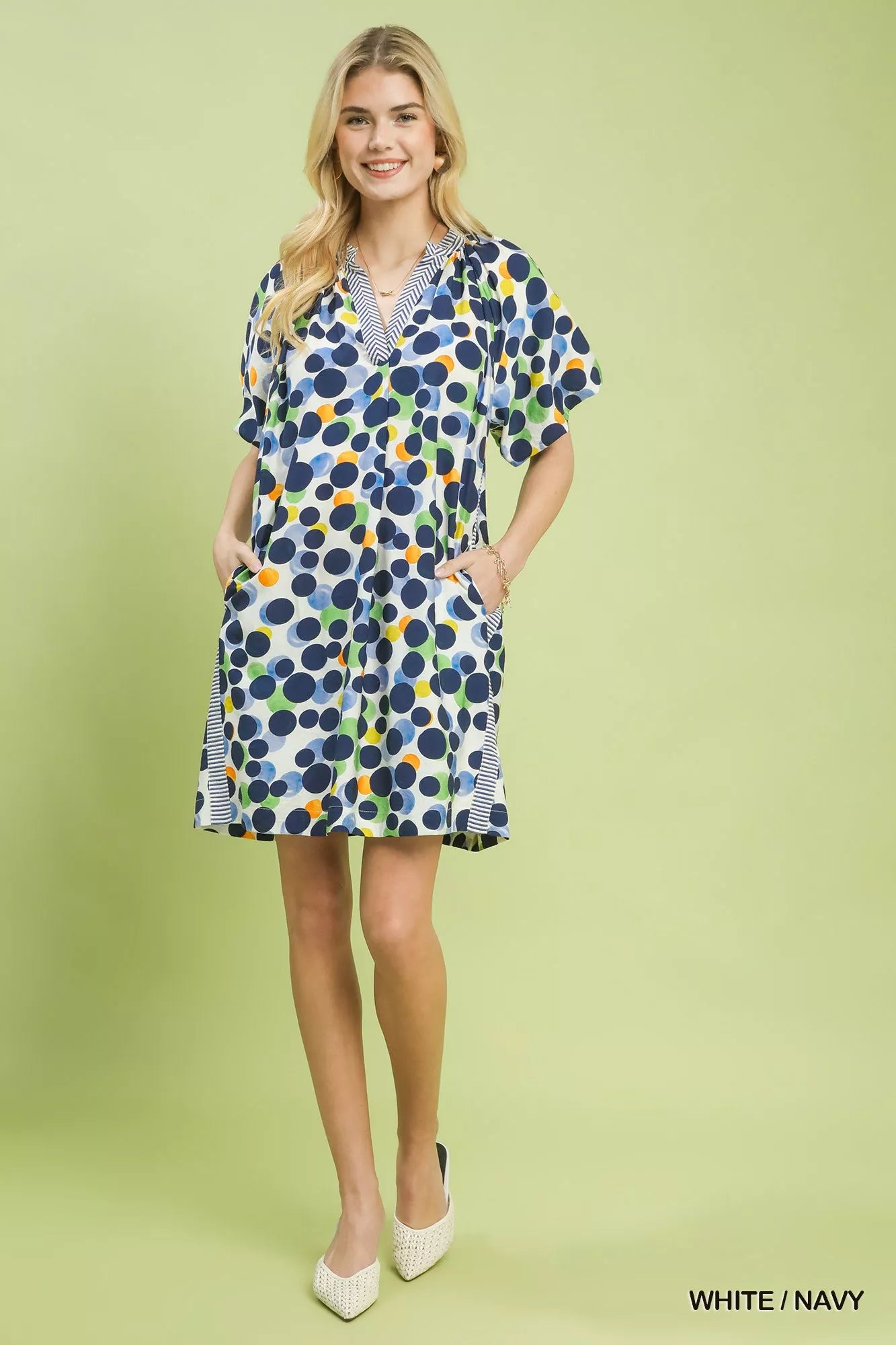 Umgee Polka Dot Print Tunic Dress
