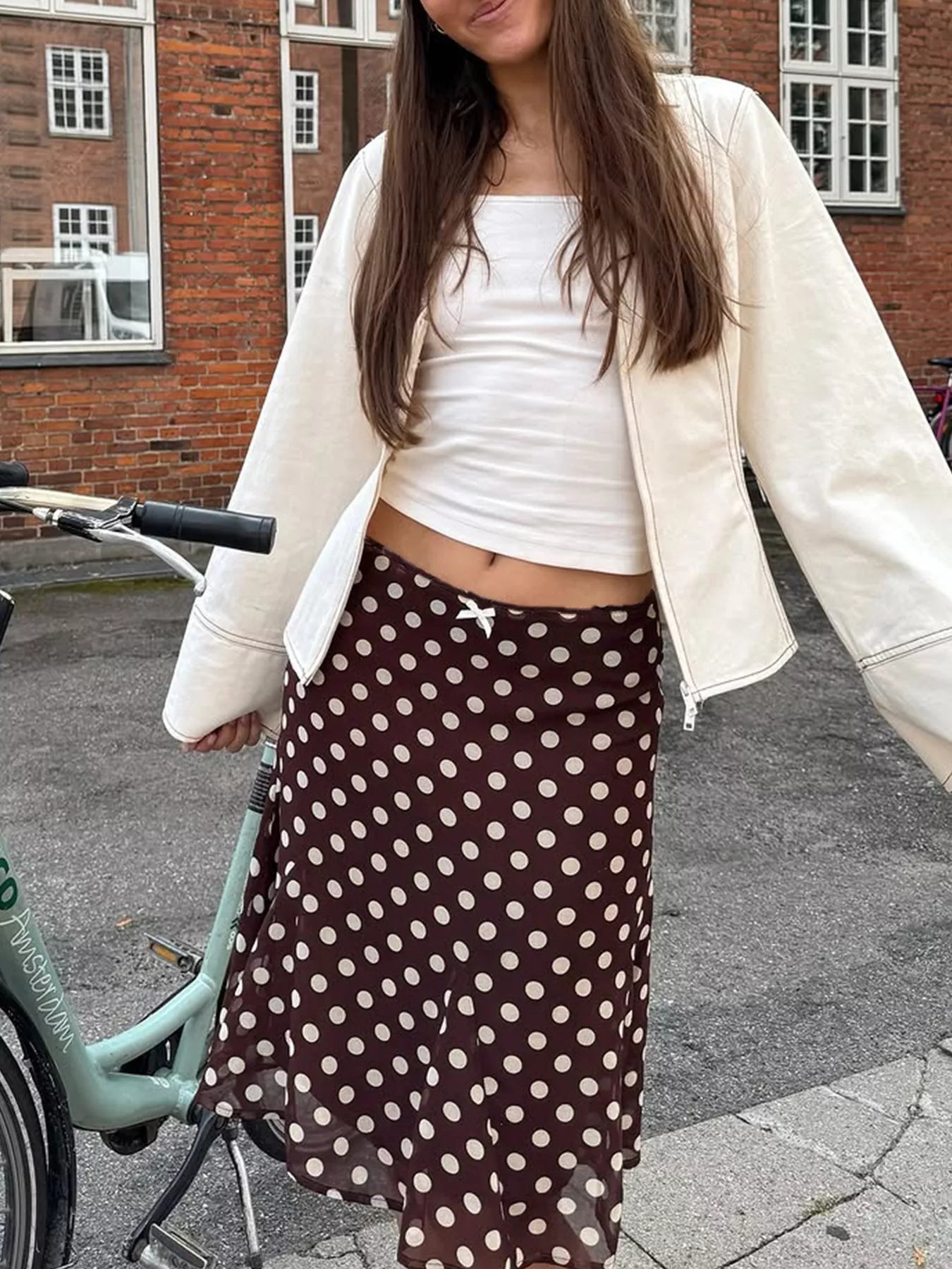 Polka Dot Midi Skirt