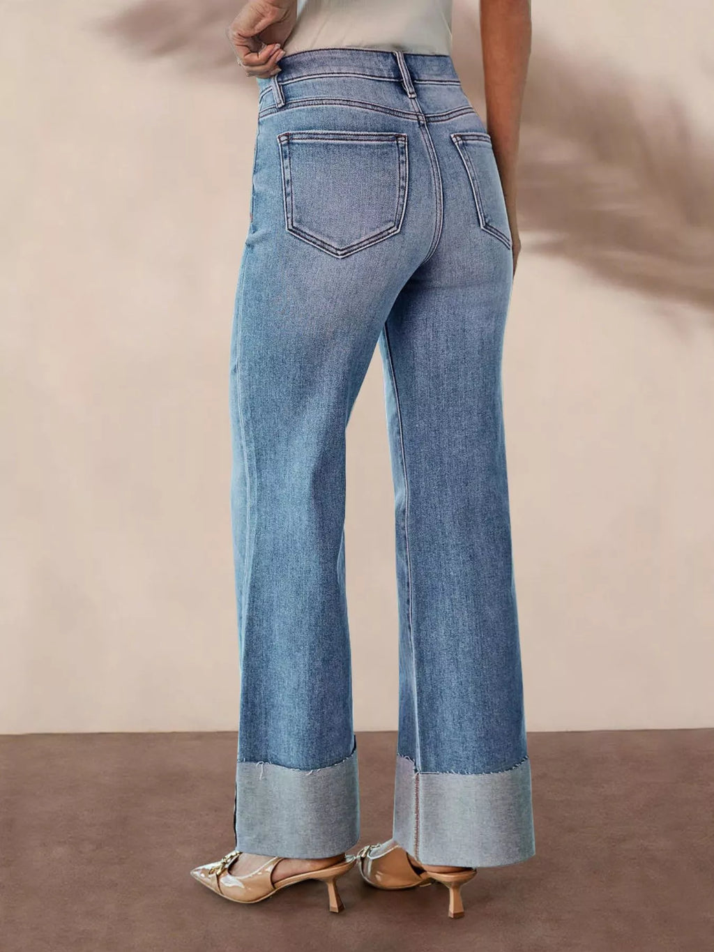 Distressed High-Waisted Flare Jeans