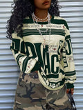 Printed Drop Shoulder Long Sleeve T-Shirt