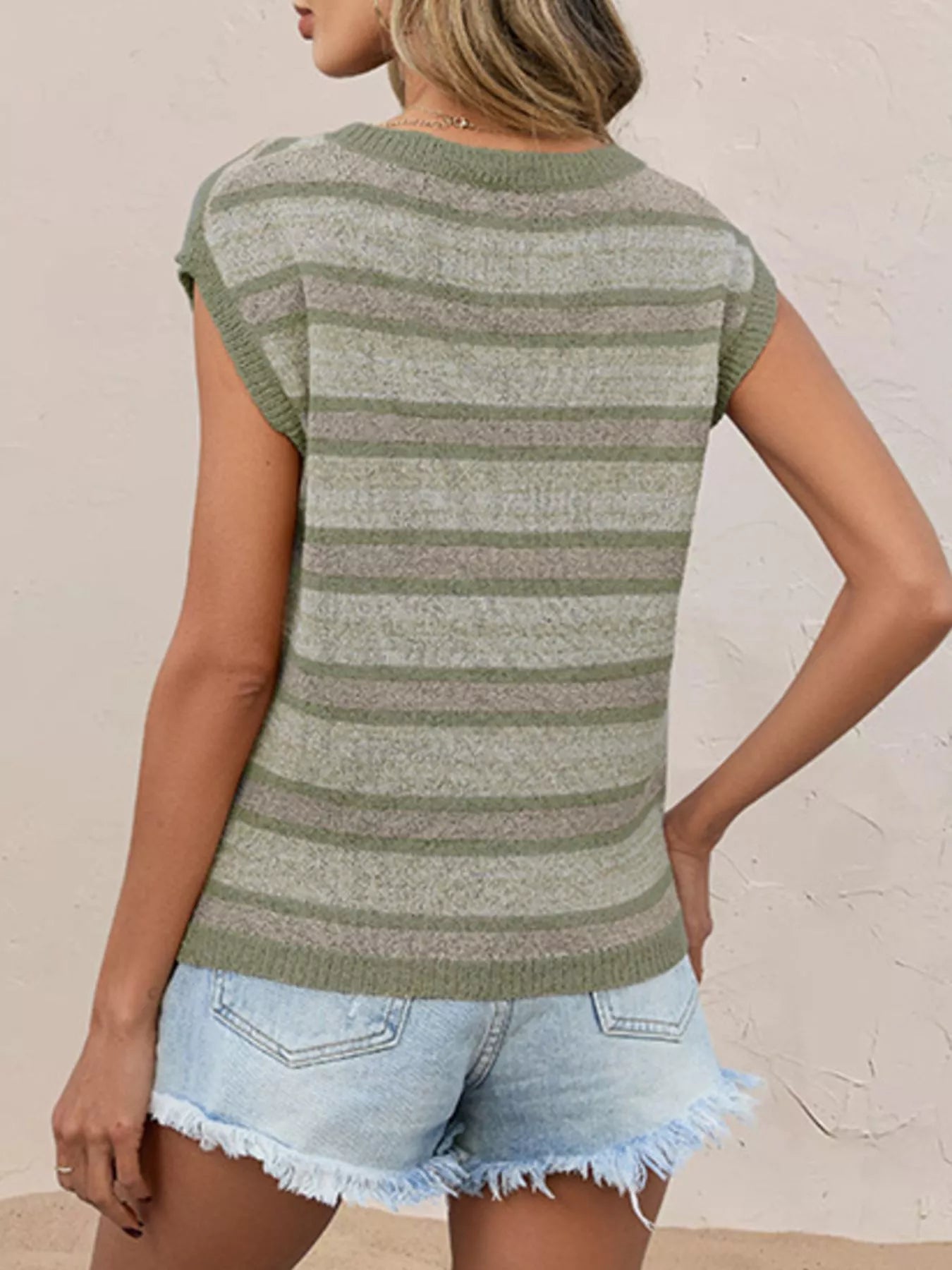 Striped Round Neck Knit Top