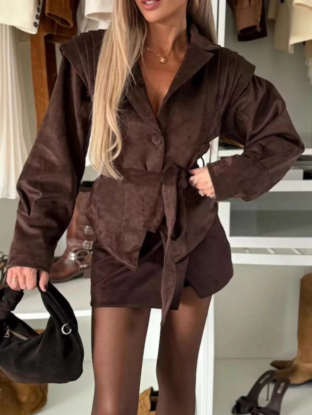 Lapel Collar Long Sleeve Jacket