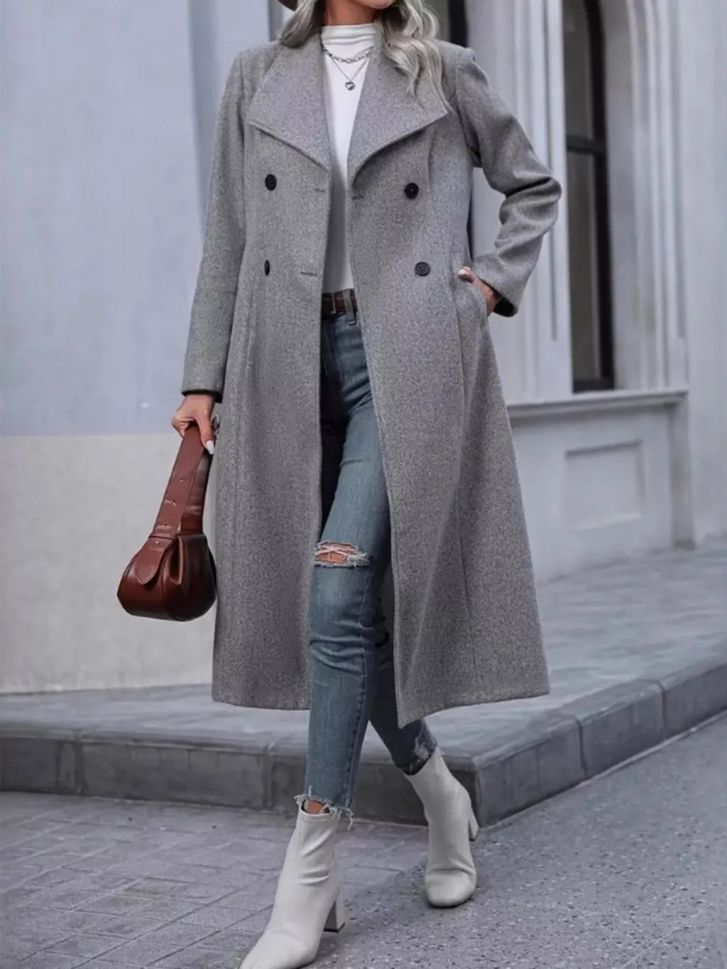 Double-Breasted Longline Overcoat