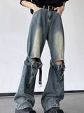 Men's Full Size Ripped Wide Leg Jeans Plus Size