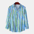 Men's Striped Long Sleeve Casual Button-Up Shirt