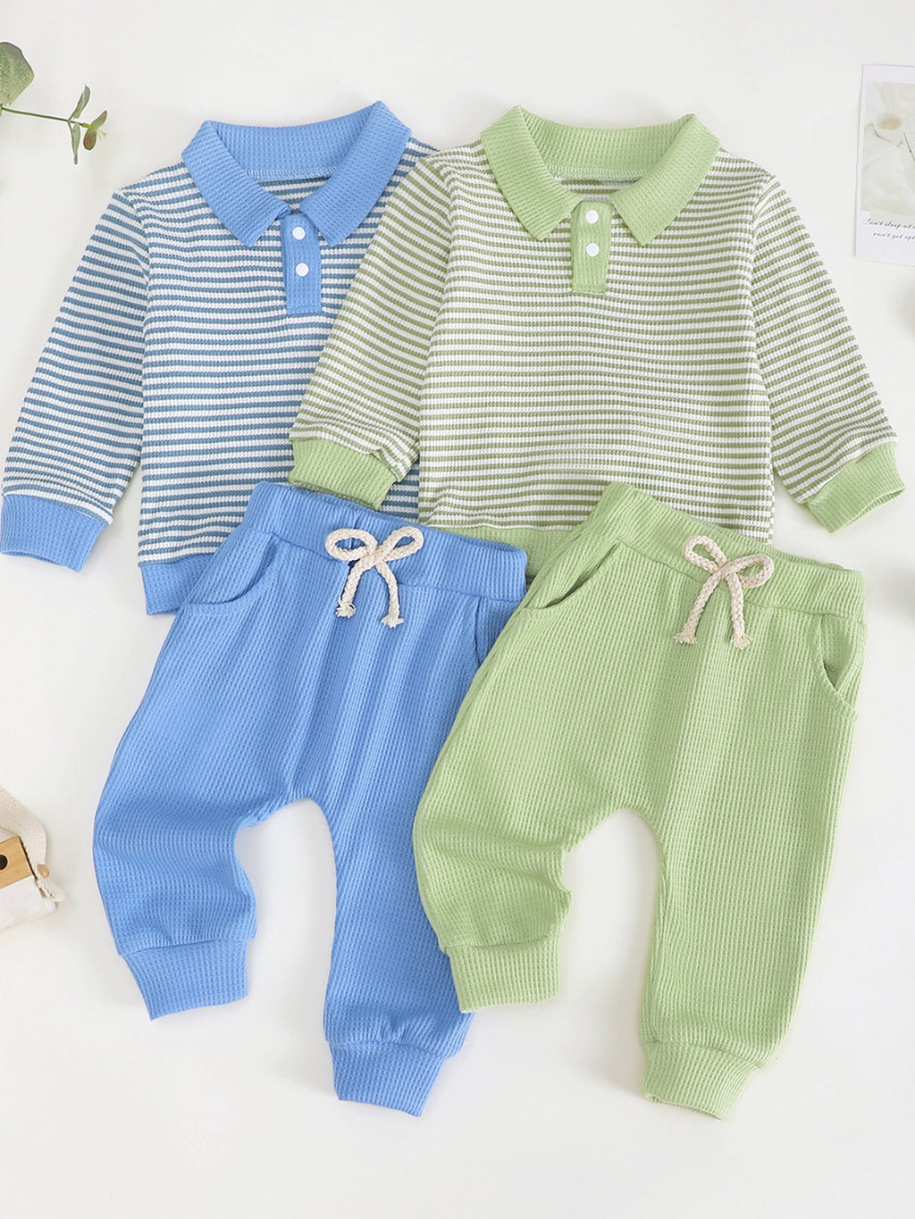 Children's Striped Polo Shirt & Pants Set